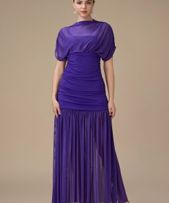 Alternative view of اكتان - فستان بنفسجي طويل بتصميم درابيه