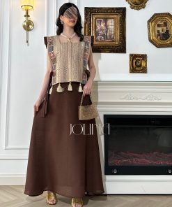 جولينا  - جلابية قطعتين لون بني