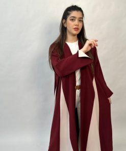 مارينا للعبايات - عبايه A لون عنابي وبيج