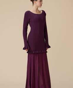 Alternative view of اكتان - فستان برغندي طويل بأكمام طويلة