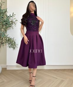 جولينا - طقم موف مطرز بالترتر