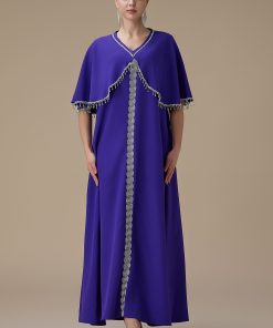 اكتان - جلابية أنيقة بنفسجي فاتح بتطريز فضي