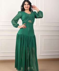 Alternative view of أوبرا فاشن - فستان سهرة شيفون حرير مع خطوط كرستال وكسرات من الأسفل طبقات