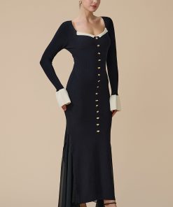 Alternative view of اكتان - فستان اسود طويل بأكمام طويلة