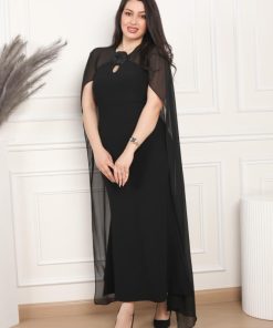 Alternative view of أوبرا فاشن - فستان اسود قطعه مميزة بتصميم انيق كلاسيكي سمبل على فستان ماسك في الصدر وردة وقطعه قماش من الخلف