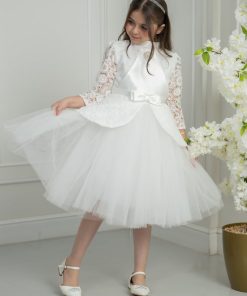 Alternative view of لورا فاشن - فستان أطفال أبيض فاخر بتصميم أنثوي