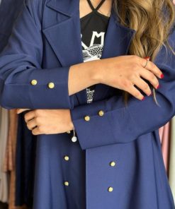 مارينا للعبايات - عباية لون كحلي بازرار ذهبيه