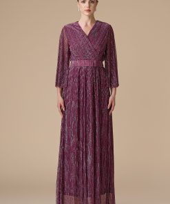 اكتان - فستان بنفسجي طويل شيفون