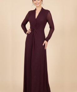 Alternative view of اكتان - فستان عنابي طويل بقصة ملتفة