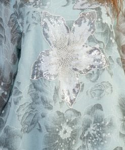 Alternative view of لورا فاشن - جلابية بلون أخضر مائي بنقشة زهرية ناعمة وتصميم أنيق