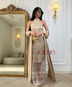 جولينا - فستان سهرة بيج مطرز