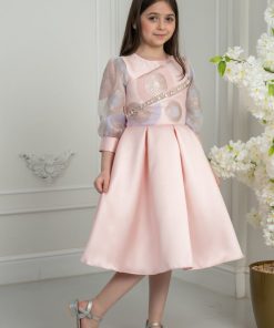 Alternative view of لورا فاشن - فستان بناتي وردي أنيق بتطريز فاخر للمناسبات