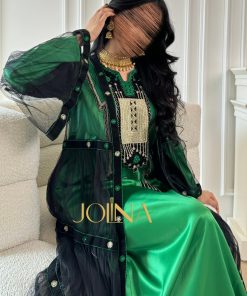 جولينا  - جلابية قطعتين لون اخضر