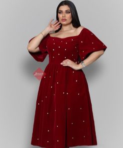 Alternative view of بينوش  - فستان ميدي مخمل مزين بالكريستال