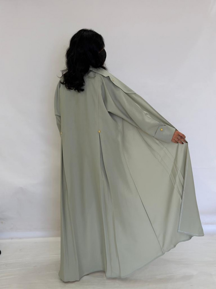 مارينا للعبايات - عباية كريب كتان لون فستقي - الصورة 4