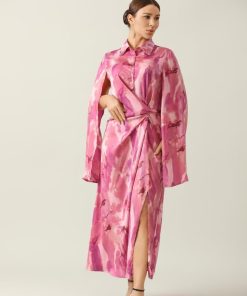 Alternative view of أوبرا فاشن - فستان زهري مشجر اكمام مفتوحة