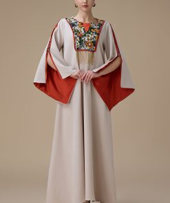 Alternative view of اكتان - جلابية طويلة بيج بتطريز انيق ملون