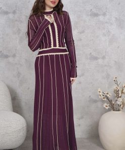 Alternative view of اكتان - فستان ماكسي تريكو مبطن لون موف