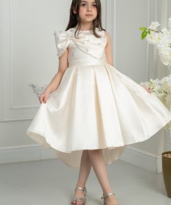 لورا فاشن - فستان بناتي أنيق بلون أوف وايت بتصميم فاخر للمناسبات