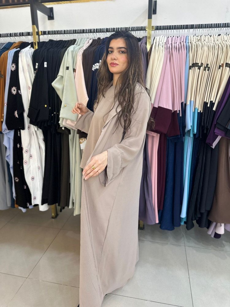 مارينا للعبايات - طقم عبايه 3 قطع لون بيج - الصورة 3