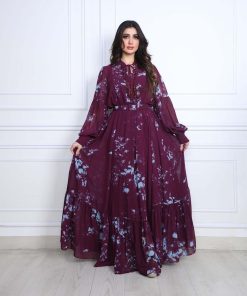 Alternative view of أوبرا فاشن - فستان ناعم مشجر باكسسوار بالصدر مع حزام