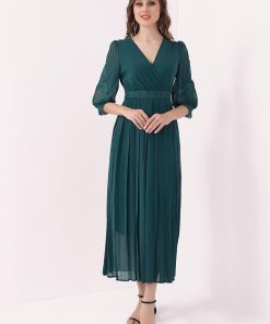 تريجر آيلاند - فستان ناعم طويل شيفون اكمام ميد