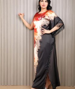 Alternative view of أوبرا فاشن - جلابية نسائي بالون متداخلة مموجة قماش حرير طايح