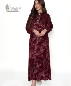 تريجر آيلاند - جلابية مخمل طويله عنابي