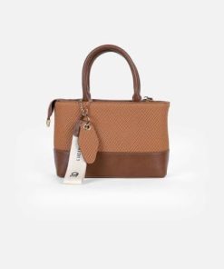 أوبرا فاشن - شنطة يد لوسيندا قماش وجلد بلون بني فاتح أنيق