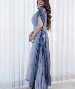 Alternative view of أوبرا فاشن - جلابية كويتية وسعة لون رمادي مموج قماش مكسر