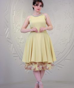 Alternative view of أوبرا فاشن - فستان العيد بناتي أنيق مع إكسسوار حول العنق ولمسة ورد ثلاثي الأبعاد