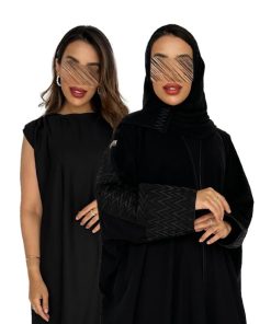 دار امتنان - بكج عباية سوداء بشت  بأكمام مطرزة 3110