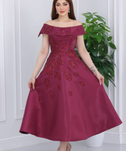 تريجر آيلاند - فستان سهره احمر عنابي