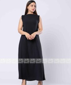 دار امتنان - فستان عباية أسود بقماش الكريب  2048