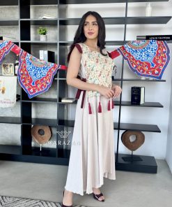 ورزان - جلابية انيقة قطعتين بلون عودي