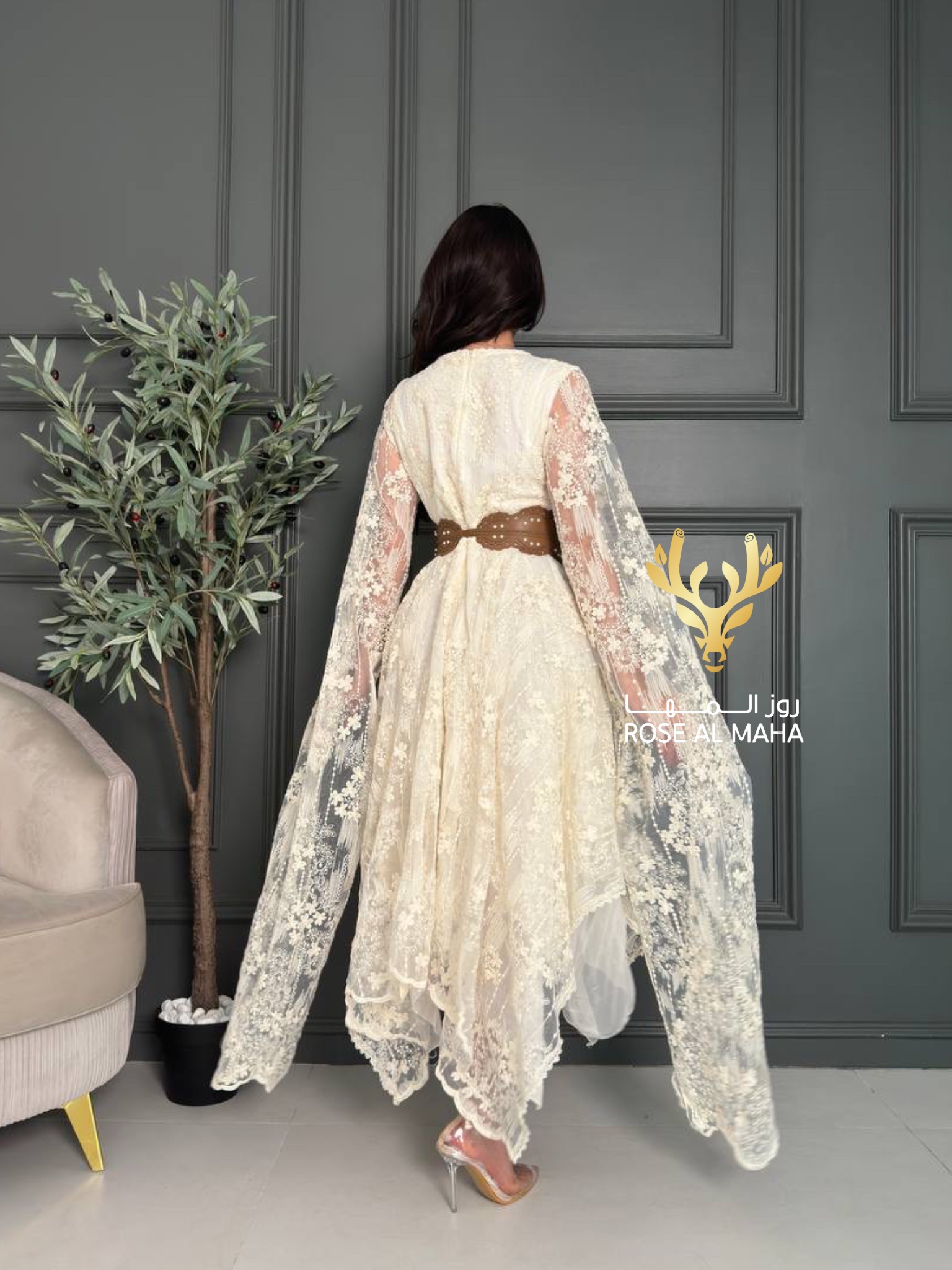 روز المها - فستان عيد دانتيل بأكمام - الصورة 2