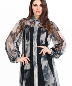 Alternative view of تريجر آيلاند - فستان طويل شيفون مع دانتيل