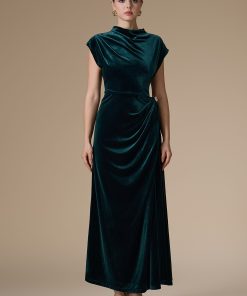 اكتان - فستان اخضر طويل مخمل