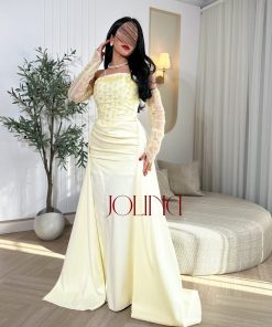 Alternative view of جولينا - فستان سهرة اصفر فاتح