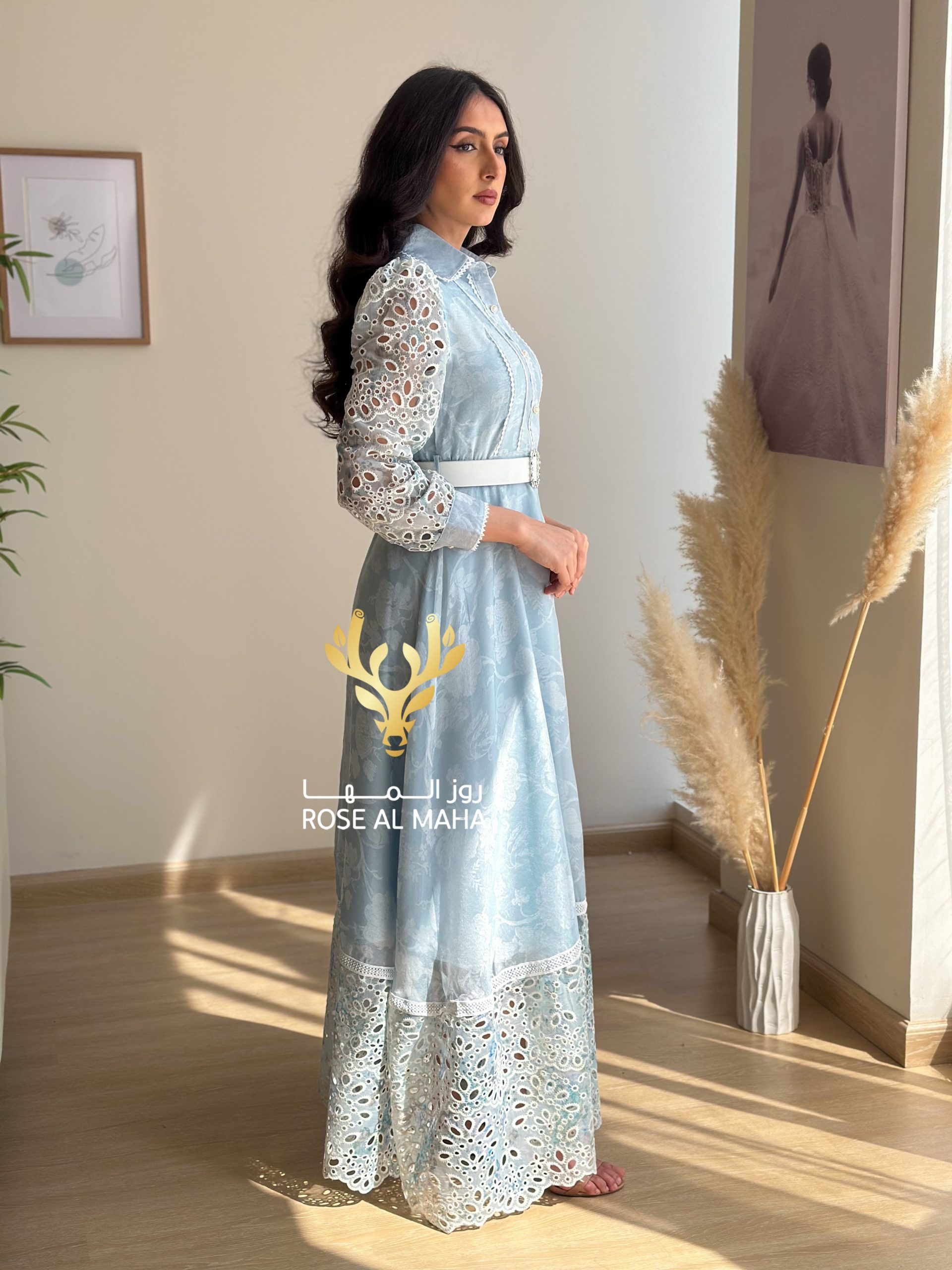 روز المها - فستان بيبي بلو بأكمام جبير - Image 6