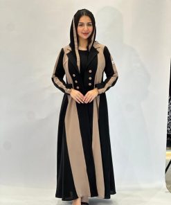 مارينا للعبايات - عباية بليزر اسود ولحمي