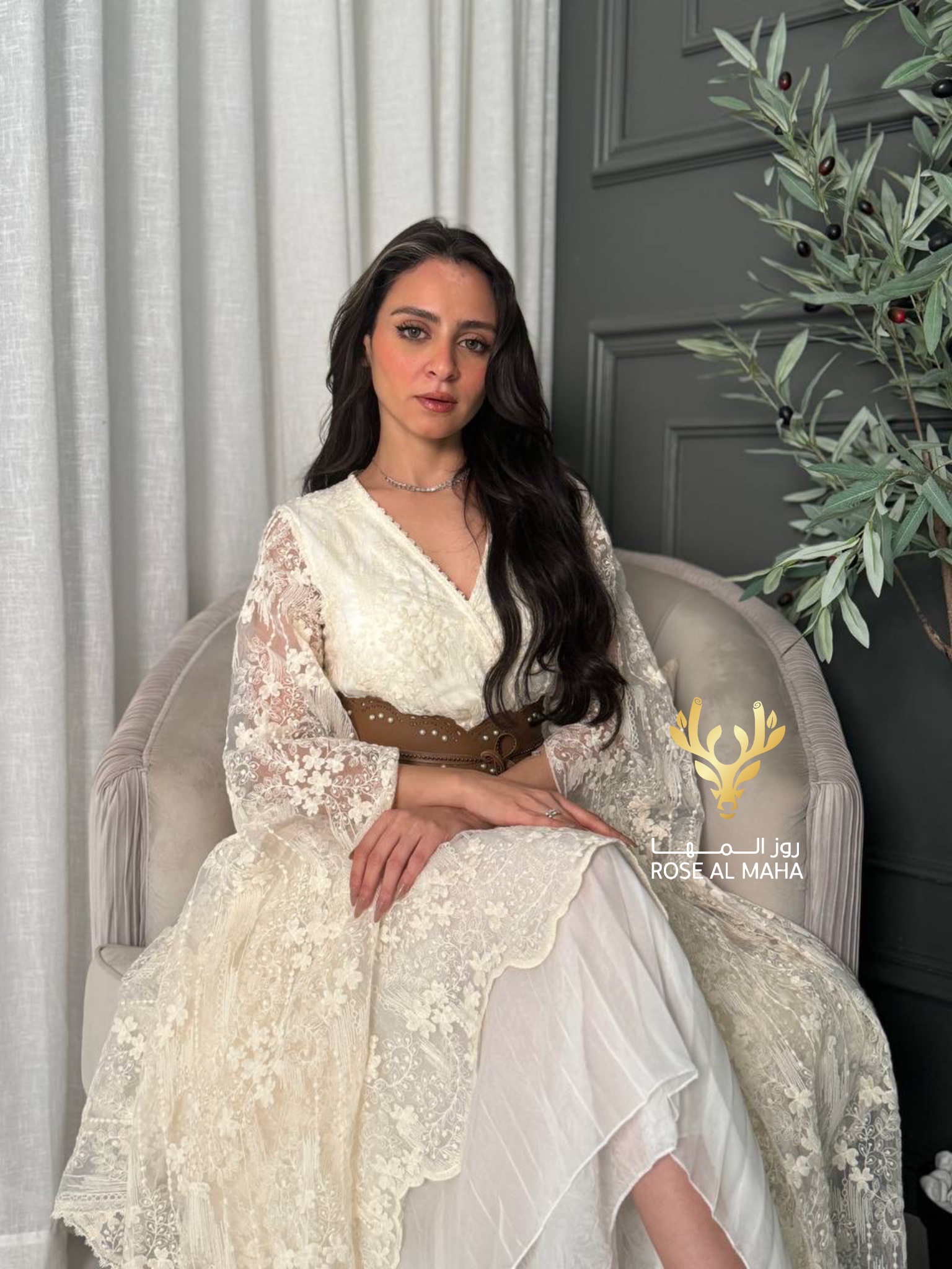 روز المها - فستان عيد دانتيل بأكمام - الصورة 6