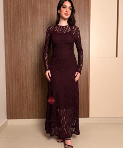 Alternative view of بينوش  - فستان ناعم من الدانتيل الراقي باكمام طويلة