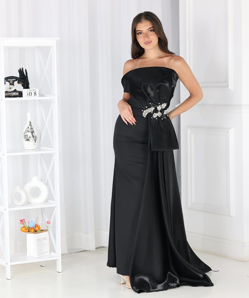 تريجر آيلاند - فستان اسود دلعه لماعه اورجنزا كريب