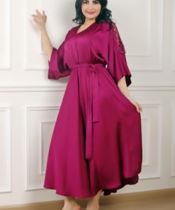 أوبرا فاشن - جلابية ميدي لون موف حرير اكمام طويله جوبير بفصوص نفس درجه اللون