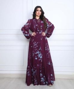 أوبرا فاشن - فستان ناعم مشجر باكسسوار بالصدر مع حزام