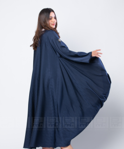 Alternative view of دار امتنان - عباية كلوش صيفية بقماش حراير كحلي مخطط بتصميم A LINE أنيق-1322