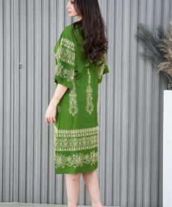 Alternative view of أوبرا فاشن - جلابية ميدي مطرزة لون اخضر