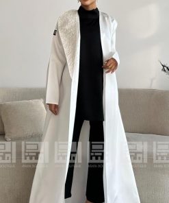 Alternative view of دار امتنان - عباية عيد كريستالية بيضاء من قماش ميكادو الفاخر- 1485