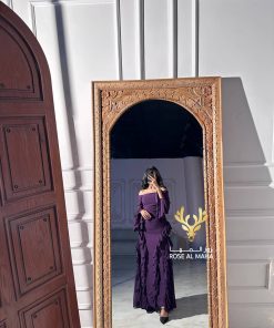 Alternative view of روز المها - فستان بنفسجي كرانيش بأكمام واسعه